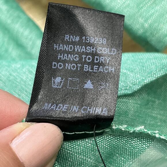 Tuckernuck Sea Green Callahan Mini Shirt Dress Linen Blend Medium Ruffle Preppy - Picture 9 of 13